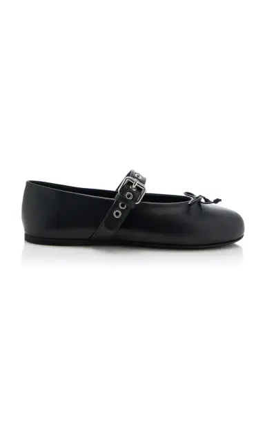 Miu Miu Buckle-Strap Leather Ballet Flats | Thumbnail 1