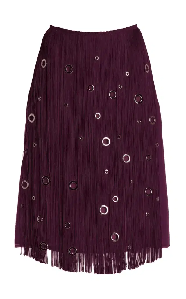 Prada Hand-Studded Fringe Midi Skirt