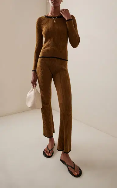 Matthew Bruch Cotton-Blend Ribed-Knit Flared Pants | Thumbnail 2
