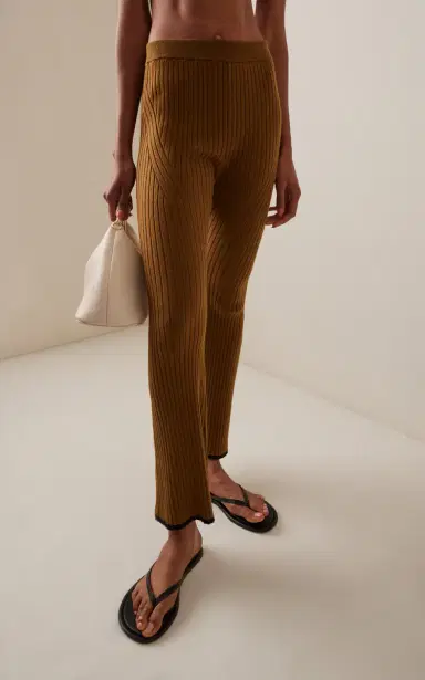 Matthew Bruch Cotton-Blend Ribed-Knit Flared Pants | Thumbnail 3