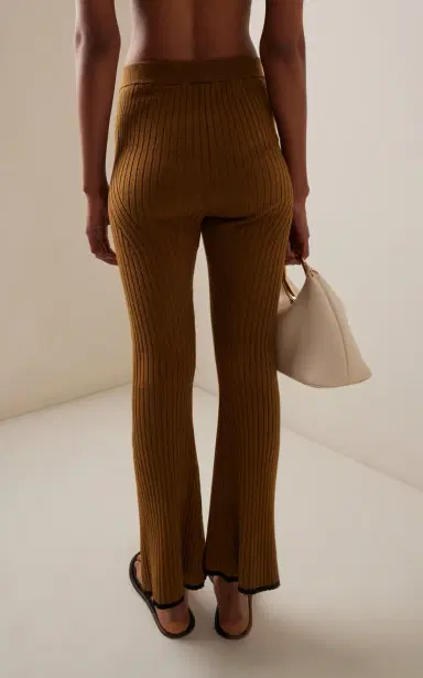 Matthew Bruch Cotton-Blend Ribed-Knit Flared Pants | Thumbnail 4