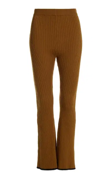 Matthew Bruch Cotton-Blend Ribed-Knit Flared Pants | Thumbnail 1