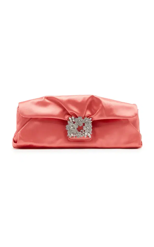 Roger Vivier Bouquet Strass-Embellished Satin Clutch