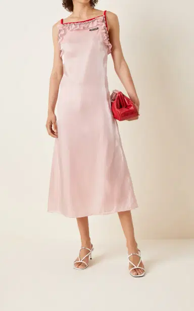 Miu Miu Ruffle-Trimmed Voile Slip Dress | Thumbnail 2 Miu Miu Ruffle-Trimmed Voile Slip Dress | Thumbnail 2