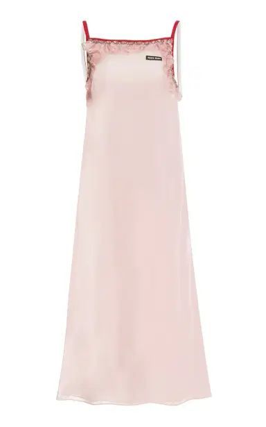 Miu Miu Ruffle-Trimmed Voile Slip Dress | Thumbnail 1 Miu Miu Ruffle-Trimmed Voile Slip Dress | Thumbnail 1