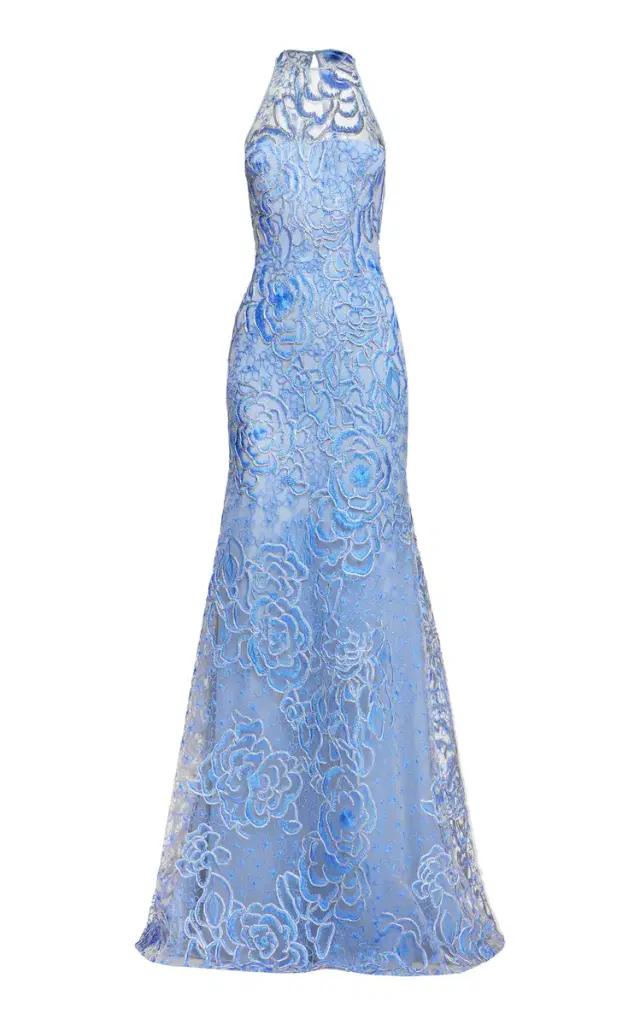 Floral Organza Gown - Light Blue