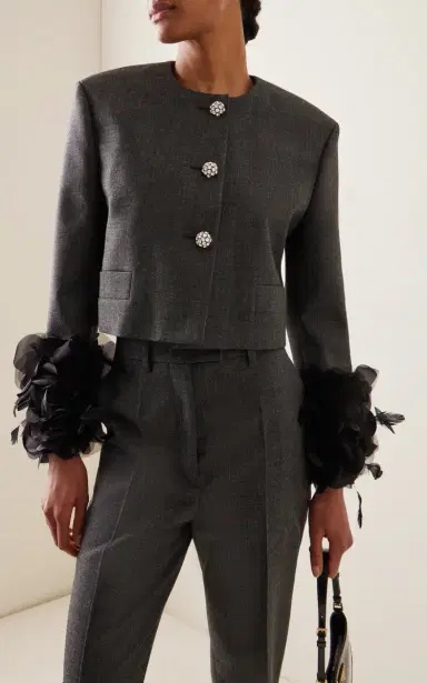 Prada Feather-Embellished Wool Jacket | Thumbnail 2