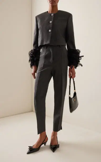 Prada Feather-Embellished Wool Jacket | Thumbnail 3