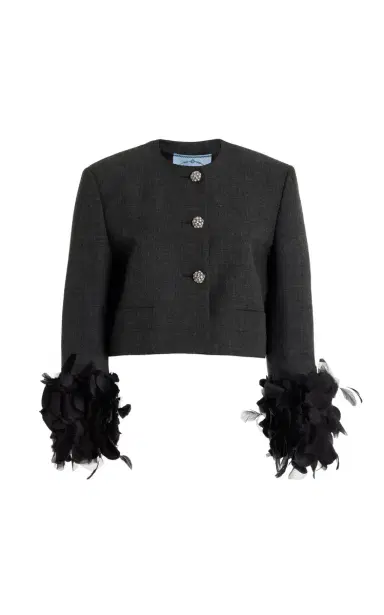 Prada Feather-Embellished Wool Jacket | Thumbnail 1