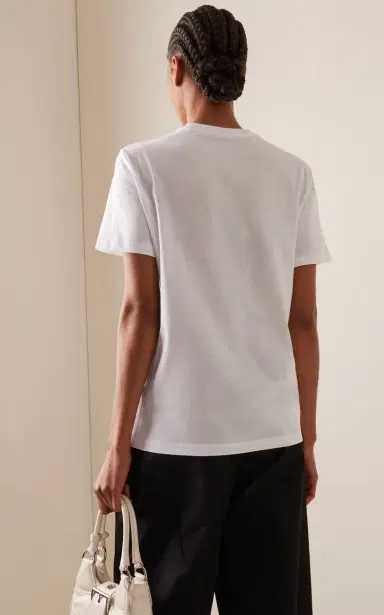 Prada Logo-Crystal Cotton T-Shirt | Thumbnail 4 Prada Logo-Crystal Cotton T-Shirt | Thumbnail 4