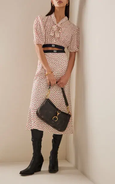 Miu Miu Crepe De Chine Cuori Cropped Top | Thumbnail 3 Miu Miu Crepe De Chine Cuori Cropped Top | Thumbnail 3