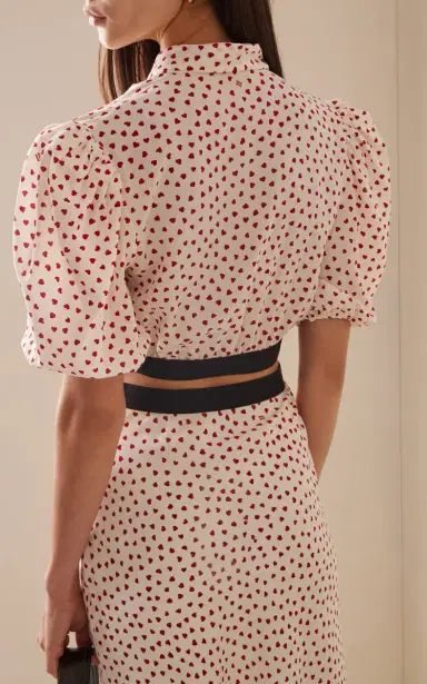 Miu Miu Crepe De Chine Cuori Cropped Top | Thumbnail 4 Miu Miu Crepe De Chine Cuori Cropped Top | Thumbnail 4