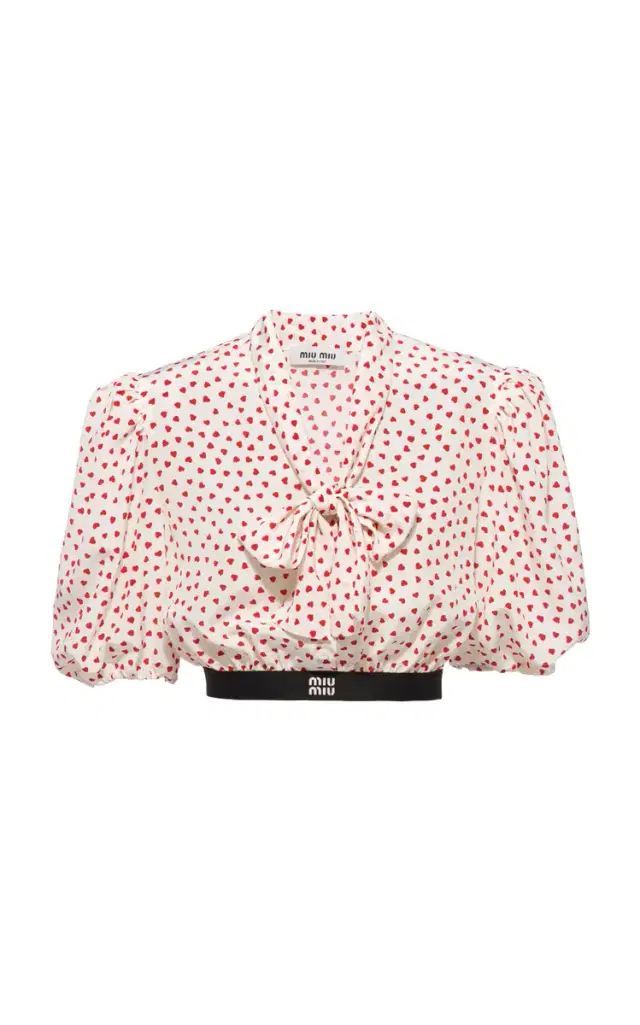 Crepe De Chine Cuori Cropped Top