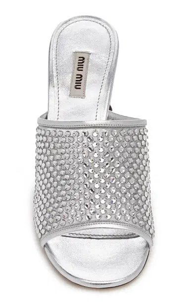 Miu Miu Crystal-Embellished Leather Mules | Thumbnail 3 Miu Miu Crystal-Embellished Leather Mules | Thumbnail 3