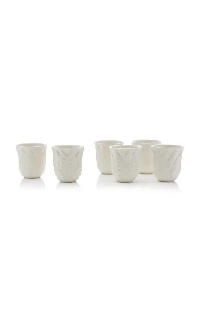 Set-of-Six Lily of the Valley Ceramic Tumblers - White