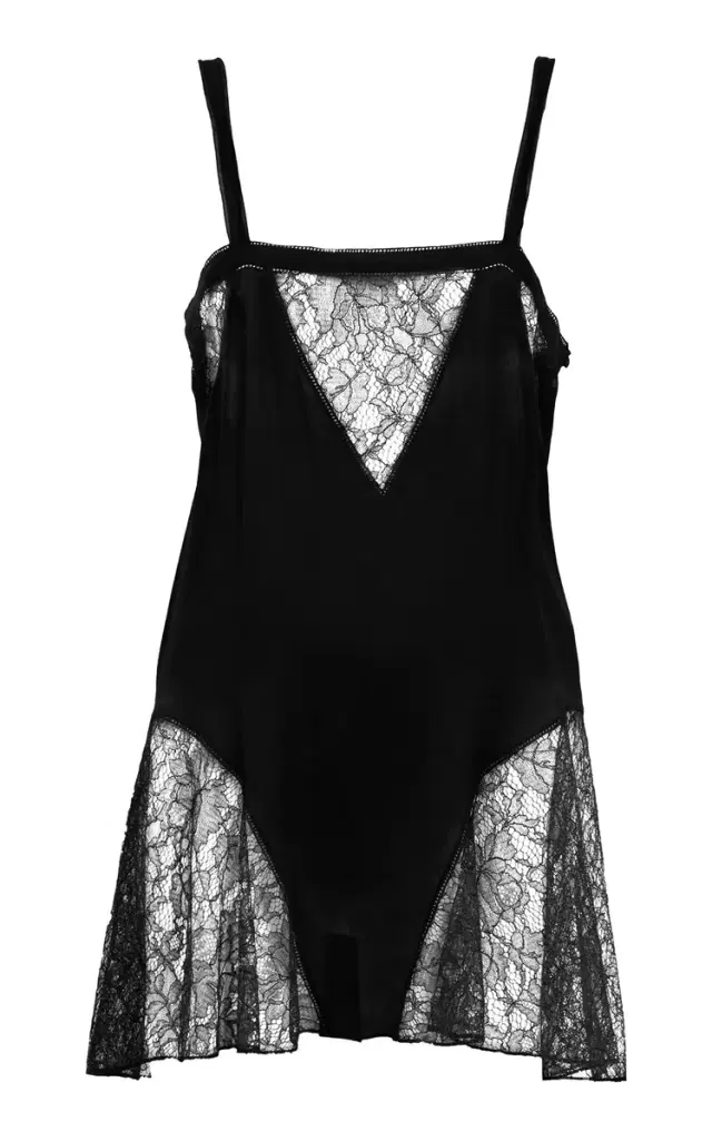 Lace-Trimmed Silk Charmeuse Mini Dress