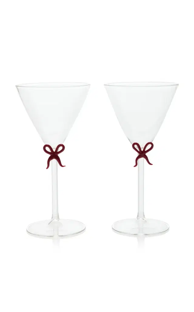 Moda Domus Set-of-Two Handmade Martini Glasses - Pink