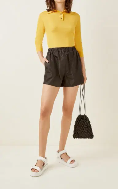 Prada Silk Logo Shorts | Thumbnail 6 Prada Silk Logo Shorts | Thumbnail 6