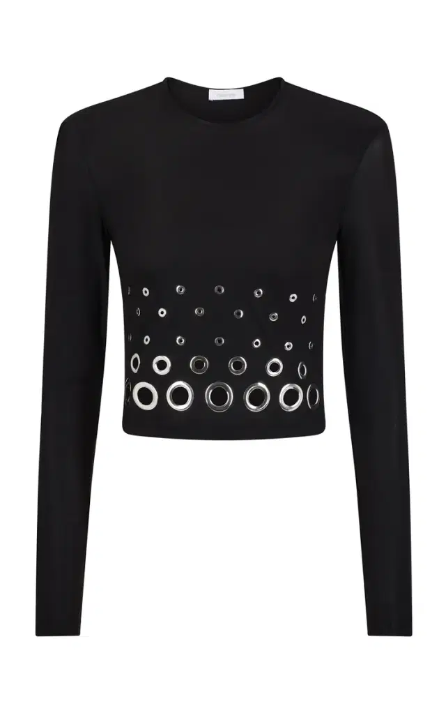 Eyelet-Detailed Crop Top