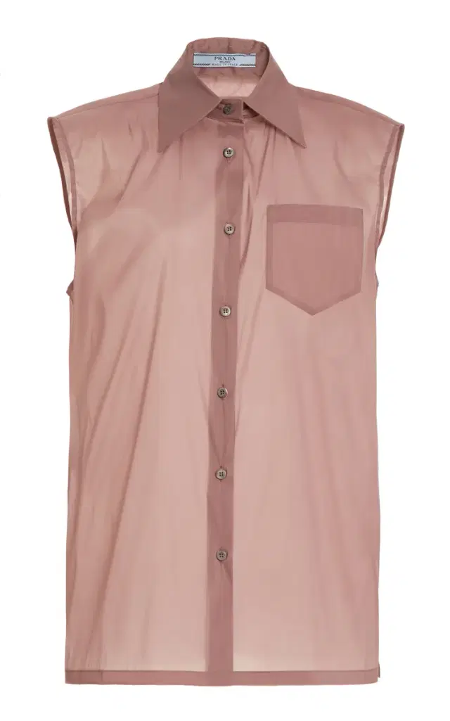 Sleeveless Silk-Blend Shirt