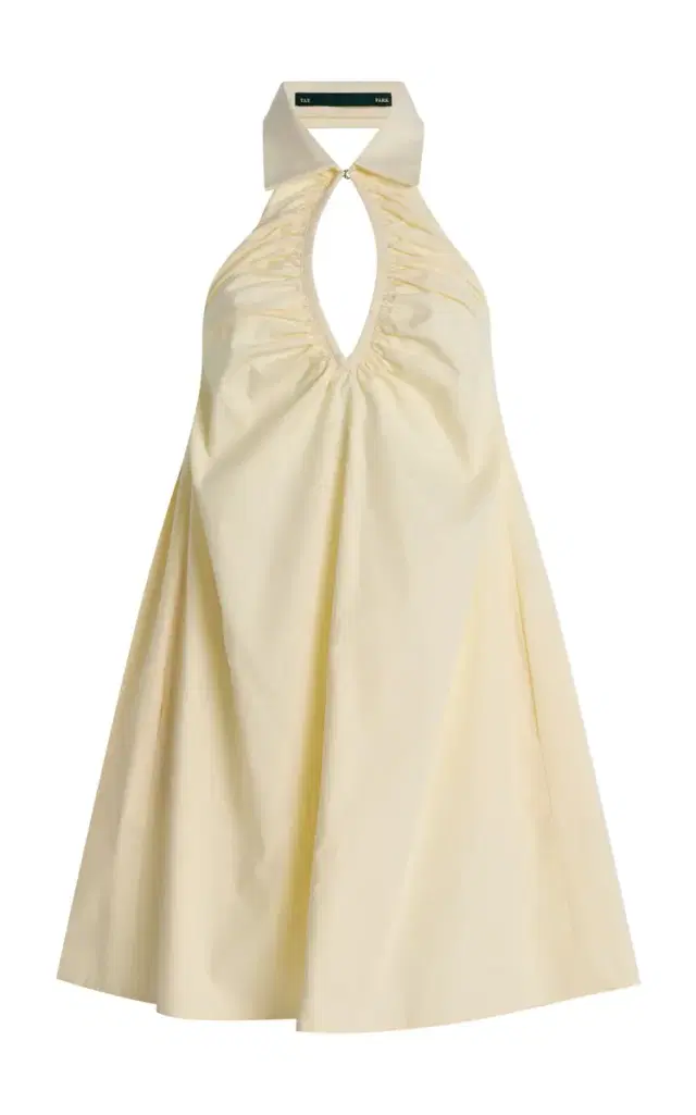 Exclusive Ruched Cotton Mini Balloon Dress