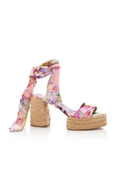 Christian Louboutin Mariza Du Desert 70mm Sash-Tie Woven Platform Sandals | Thumbnail 1