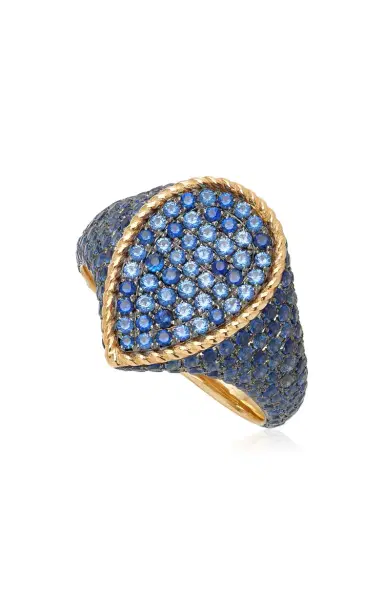 Yvonne Léon 9K Yellow Gold Blue Sapphire Blue Signet Ring | Thumbnail 4