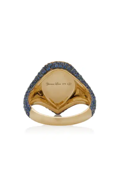 Yvonne Léon 9K Yellow Gold Blue Sapphire Blue Signet Ring | Thumbnail 6