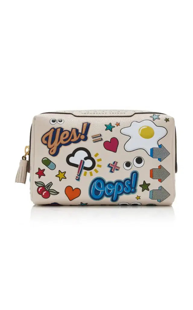 Sticker Leather Important Things Pouch - White