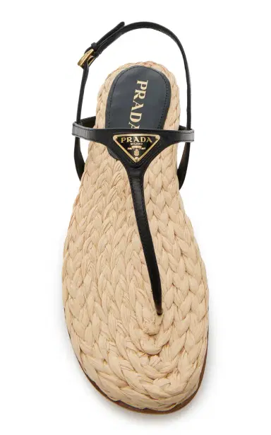 Prada Leather; Raffia Sandals | Thumbnail 3 Prada Leather; Raffia Sandals | Thumbnail 3