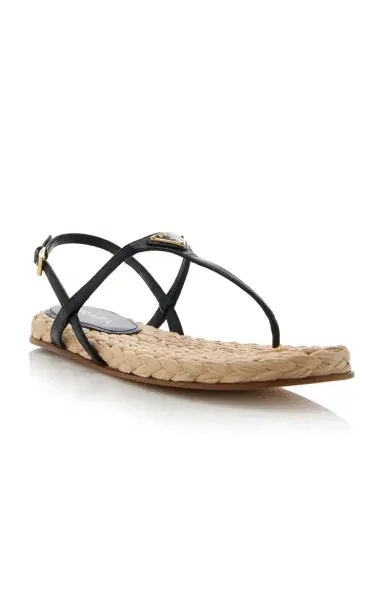 Prada Leather; Raffia Sandals | Thumbnail 4 Prada Leather; Raffia Sandals | Thumbnail 4