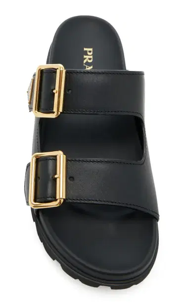 Prada Buckle-Detailed Leather Slip-On Sandals | Thumbnail 3 Prada Buckle-Detailed Leather Slip-On Sandals | Thumbnail 3