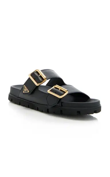 Prada Buckle-Detailed Leather Slip-On Sandals | Thumbnail 4 Prada Buckle-Detailed Leather Slip-On Sandals | Thumbnail 4