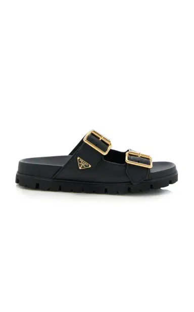 Prada Buckle-Detailed Leather Slip-On Sandals | Thumbnail 1 Prada Buckle-Detailed Leather Slip-On Sandals | Thumbnail 1