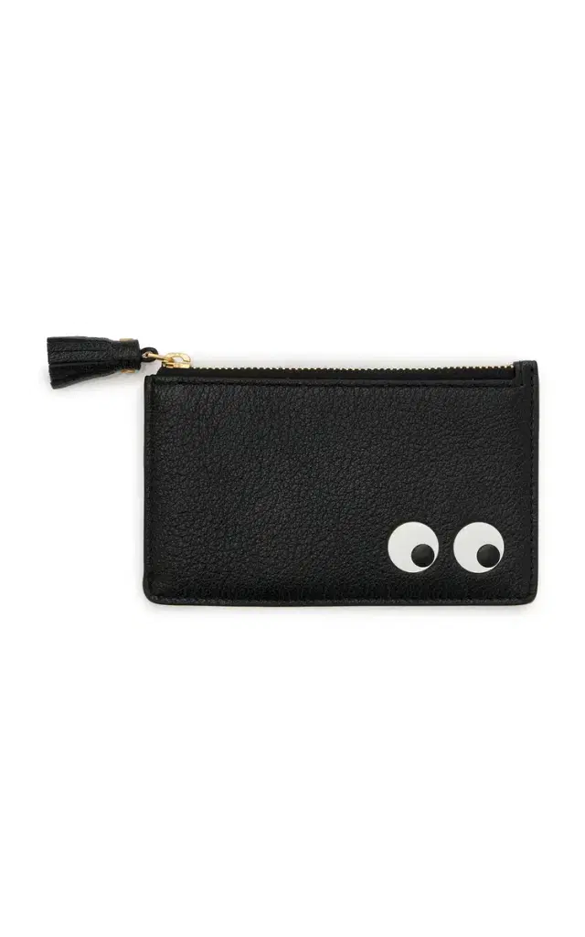 Anya Hindmarch Eyes Zipped Leather Card Case - Black