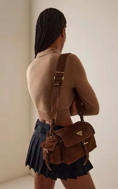 Prada Explore Small Suede Bag | Thumbnail 4 Prada Explore Small Suede Bag | Thumbnail 4