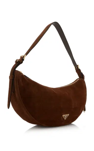Prada Demi-Lune Large Suede Shoulder Bag | Thumbnail 3