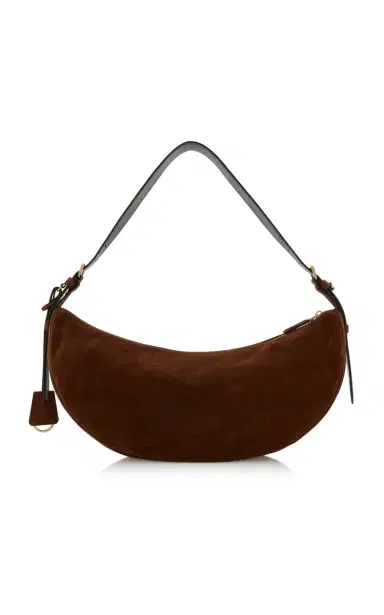 Prada Demi-Lune Large Suede Shoulder Bag | Thumbnail 4