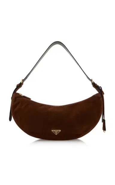 Prada Demi-Lune Large Suede Shoulder Bag | Thumbnail 1