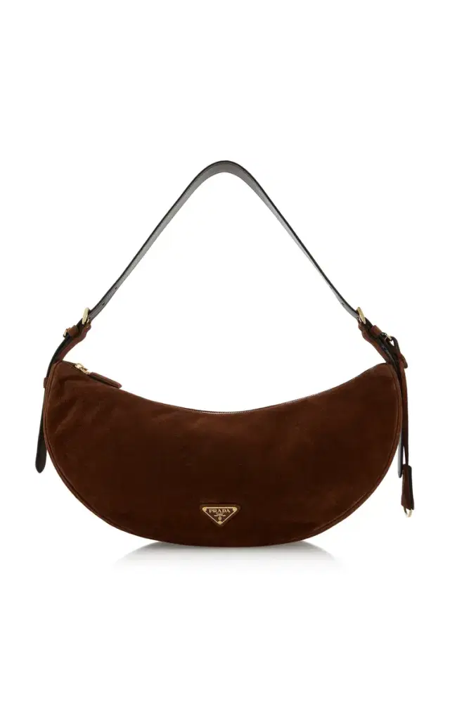 Demi-Lune Large Suede Shoulder Bag