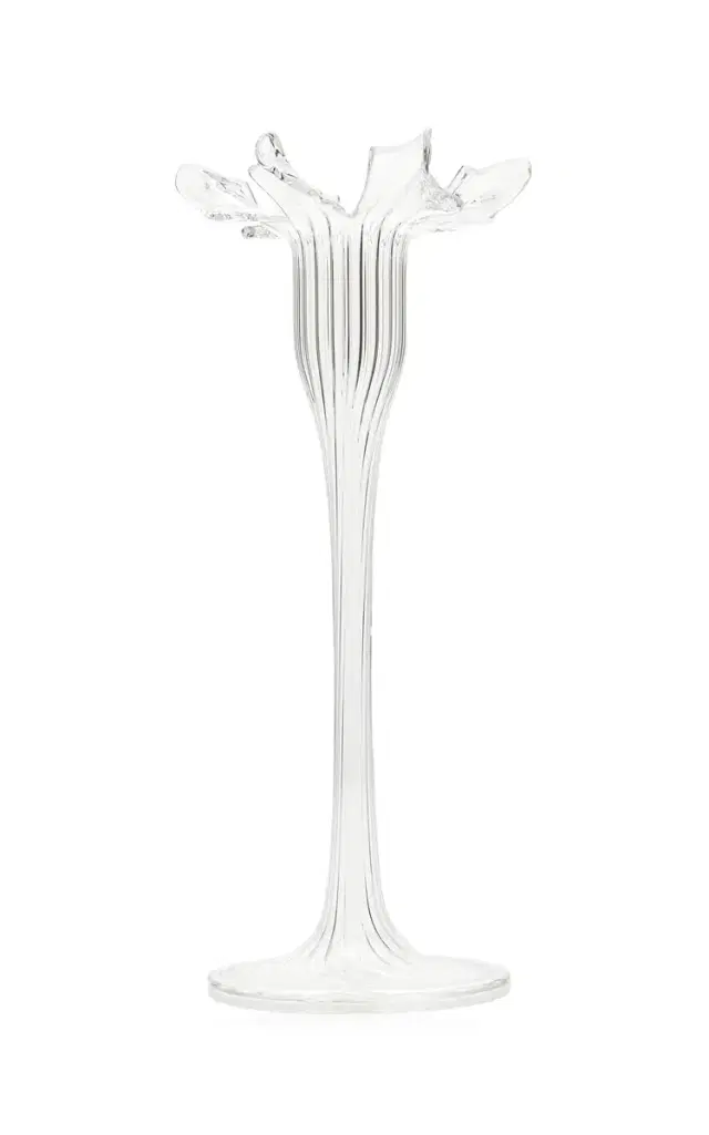 Medium Floral Glass Candle Stick - Clear