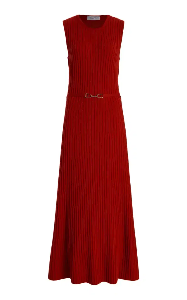 Gabriela Hearst Meier Belted Knit Cashmere-Silk Midi Dress
