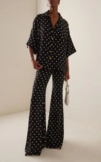 FRANÇOISE Exclusive Catherine Polka-Dot Deadstock-Silk Flared Pants | Thumbnail 3 FRANÇOISE Exclusive Catherine Polka-Dot Deadstock-Silk Flared Pants | Thumbnail 3