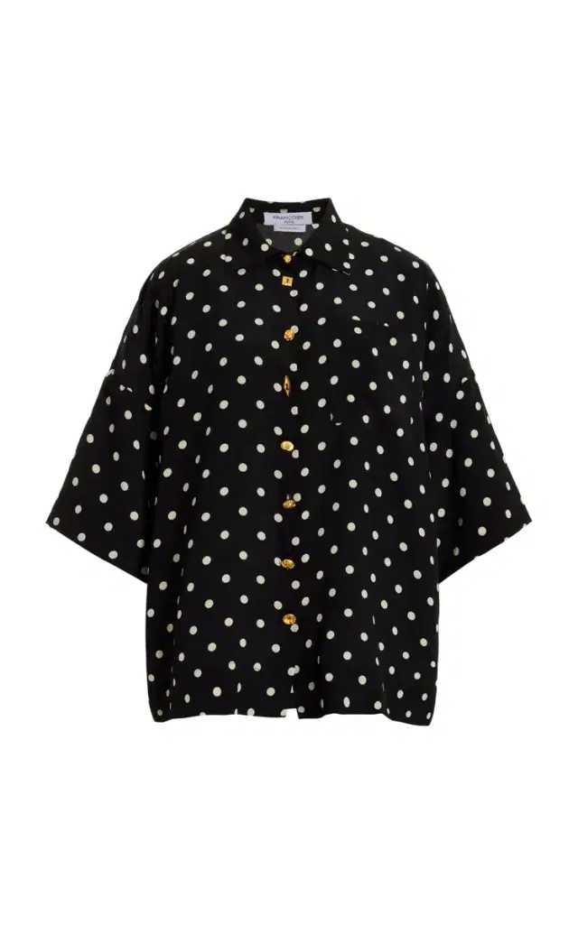 FRANÇOISE Exclusive Zaoua Polka-Dot Deadstock-Silk Shirt
