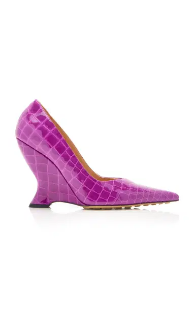Bottega Veneta Croc-Embossed Leather Wedge Pumps | Thumbnail 1 Bottega Veneta Croc-Embossed Leather Wedge Pumps | Thumbnail 1