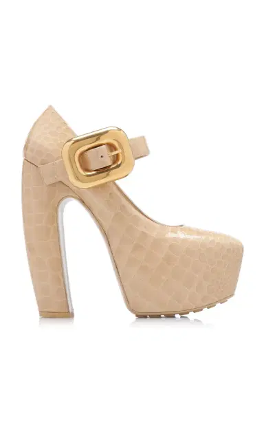 Bottega Veneta Croc-Embossed Leather Mary-Jane Platform Pumps | Thumbnail 2 Bottega Veneta Croc-Embossed Leather Mary-Jane Platform Pumps | Thumbnail 2