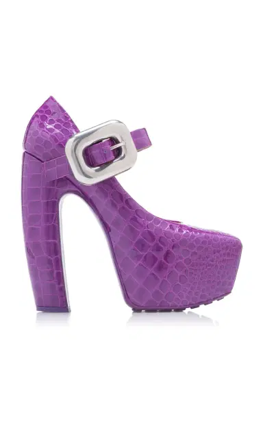 Bottega Veneta Croc-Embossed Leather Mary-Jane Platform Pumps | Thumbnail 1 Bottega Veneta Croc-Embossed Leather Mary-Jane Platform Pumps | Thumbnail 1