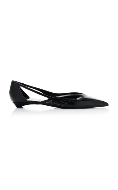 Prada Cutout Leather Flats | Thumbnail 1