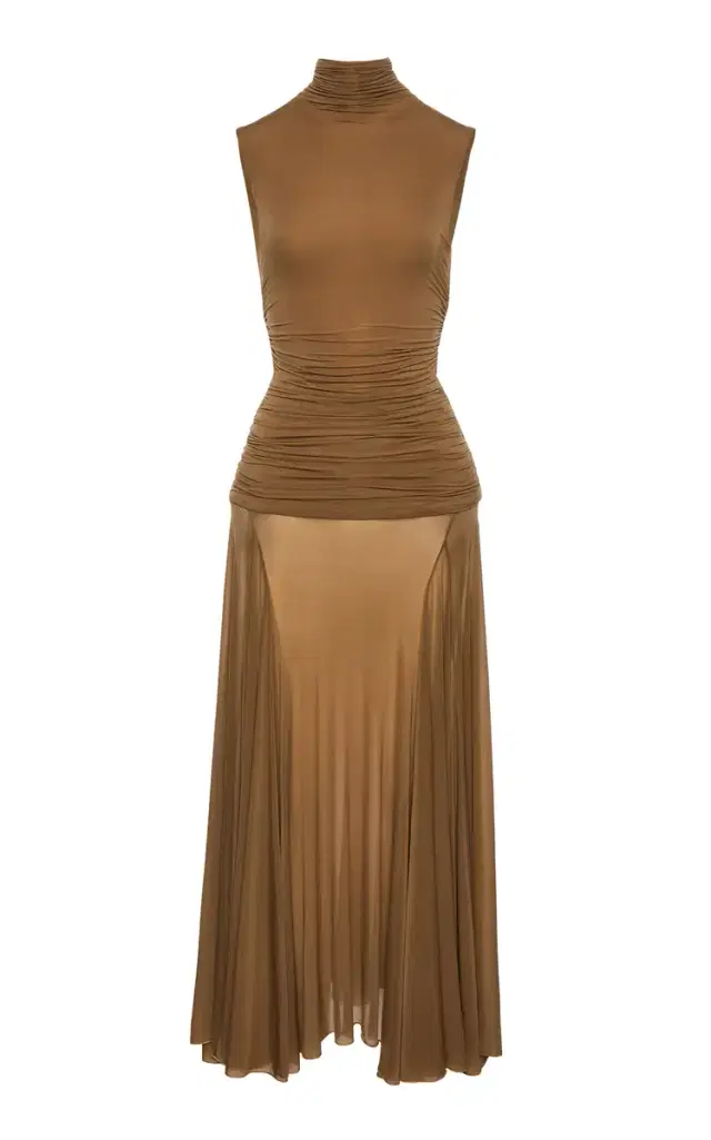 Magda Butrym Ruched Cupro Jersey Maxi Dress