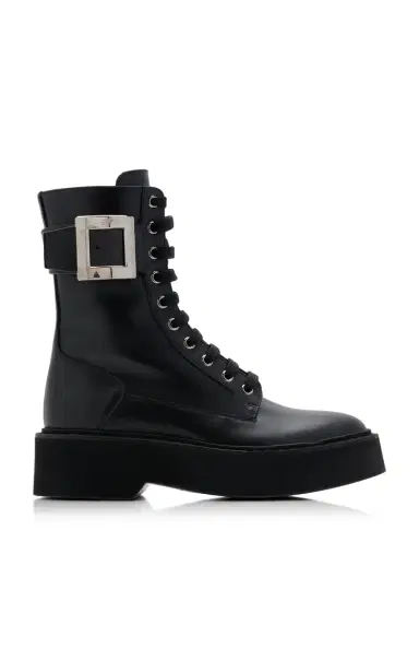 Roger Vivier Viv Rangers Buckle-Embellished Lace-Up Leather Boots | Thumbnail 1 Roger Vivier Viv Rangers Buckle-Embellished Lace-Up Leather Boots | Thumbnail 1